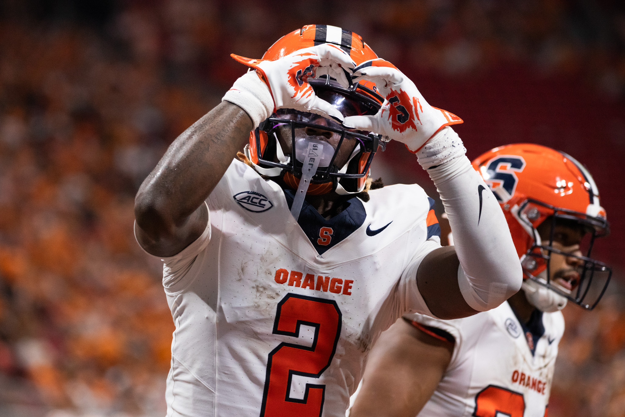 Syracuse wide receiver Johntay Cook celebrates his first career touchdown with the Orange. Cook led SU with 58 receiving yards against Tennessee. 
