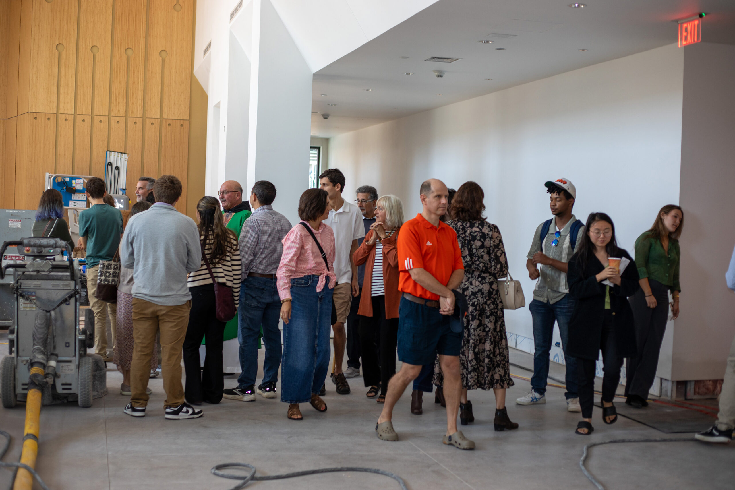 After SU Catholic’s morning service, visiting families tour the new chapel being built. The project will be finished in early November with its dedication Mass scheduled for Nov. 7.