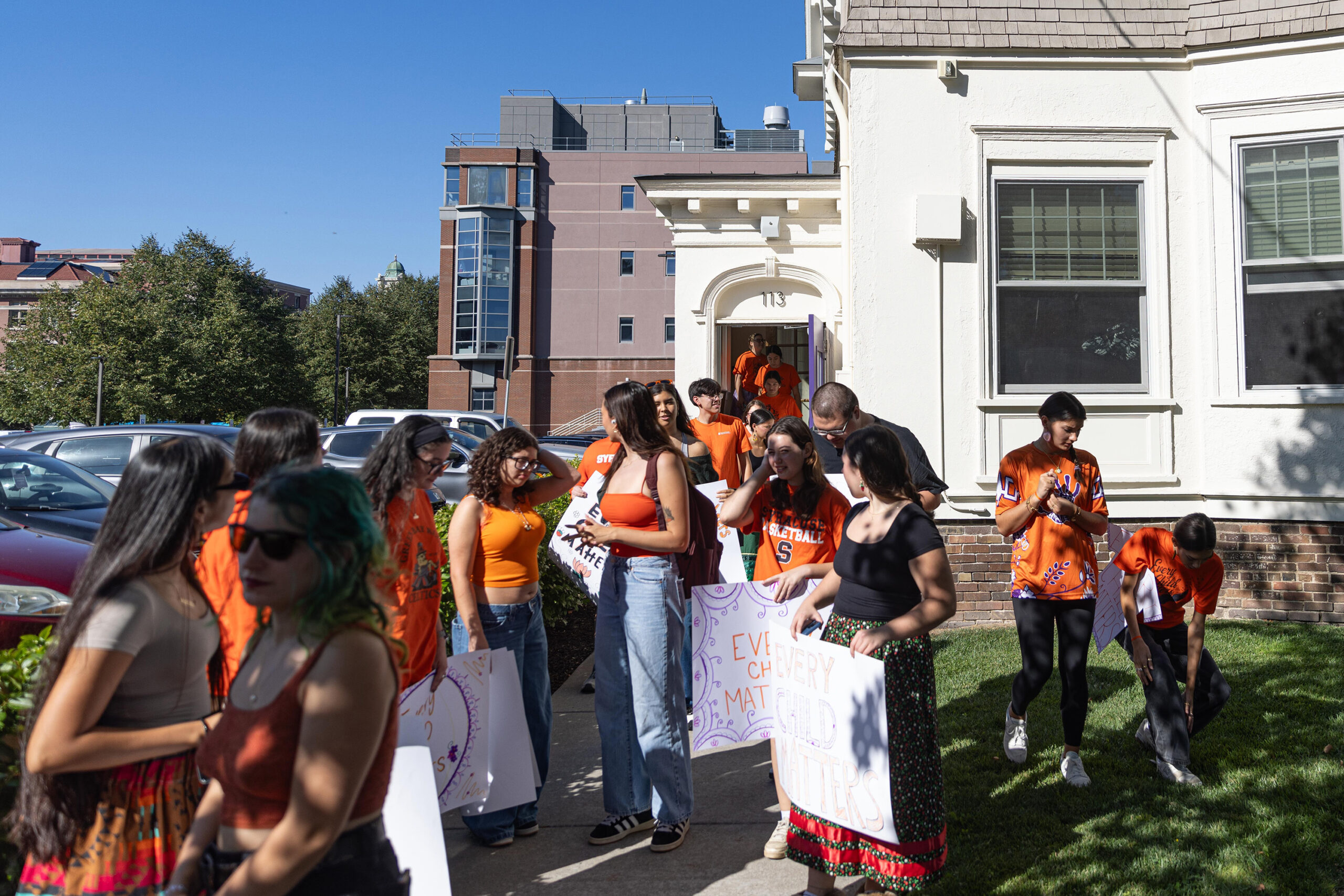 The group waits outside of the Native Student Program’s office to begin the walk promptly at 3 p.m.