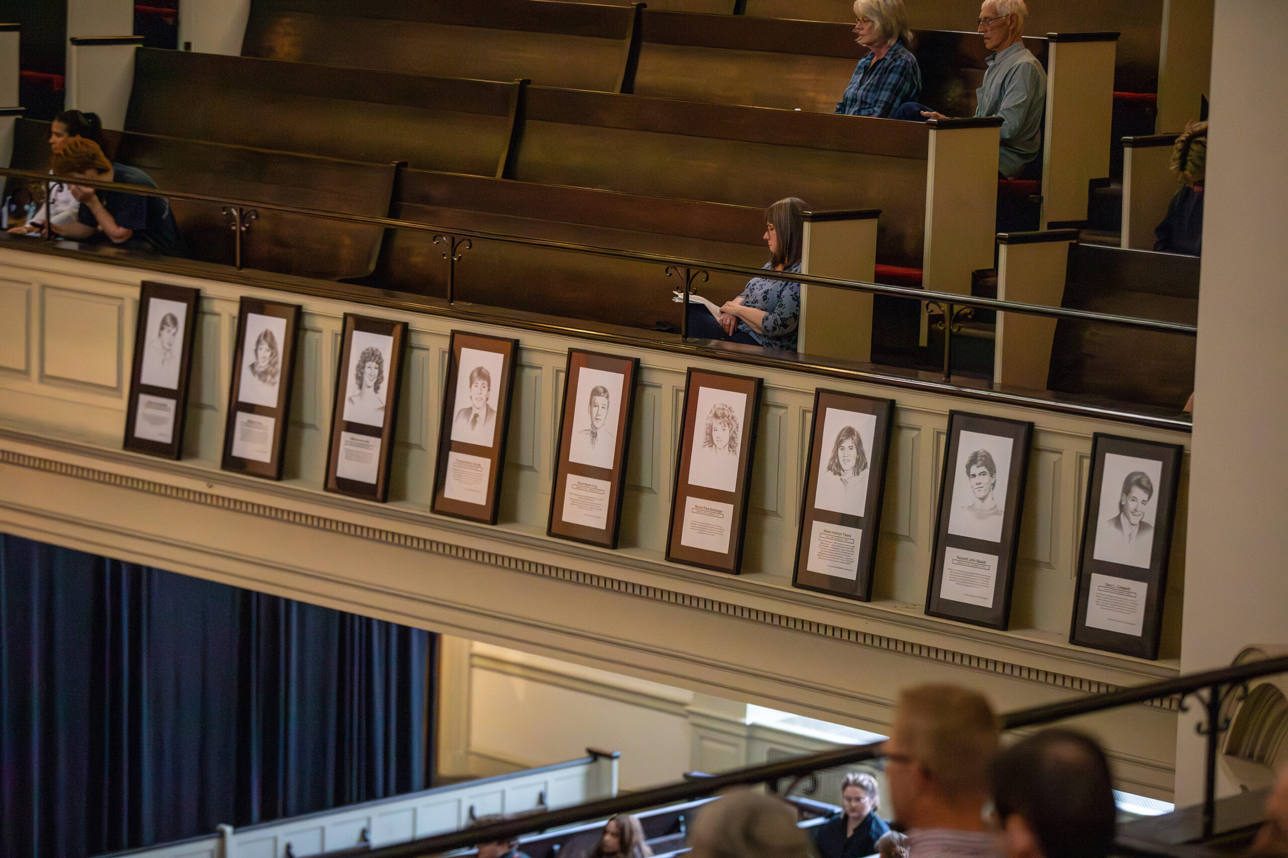 Throughout the week, Hendricks Chapel displayed frames of the 35 SU students lost in the Pan Am Flight 103 bombing.