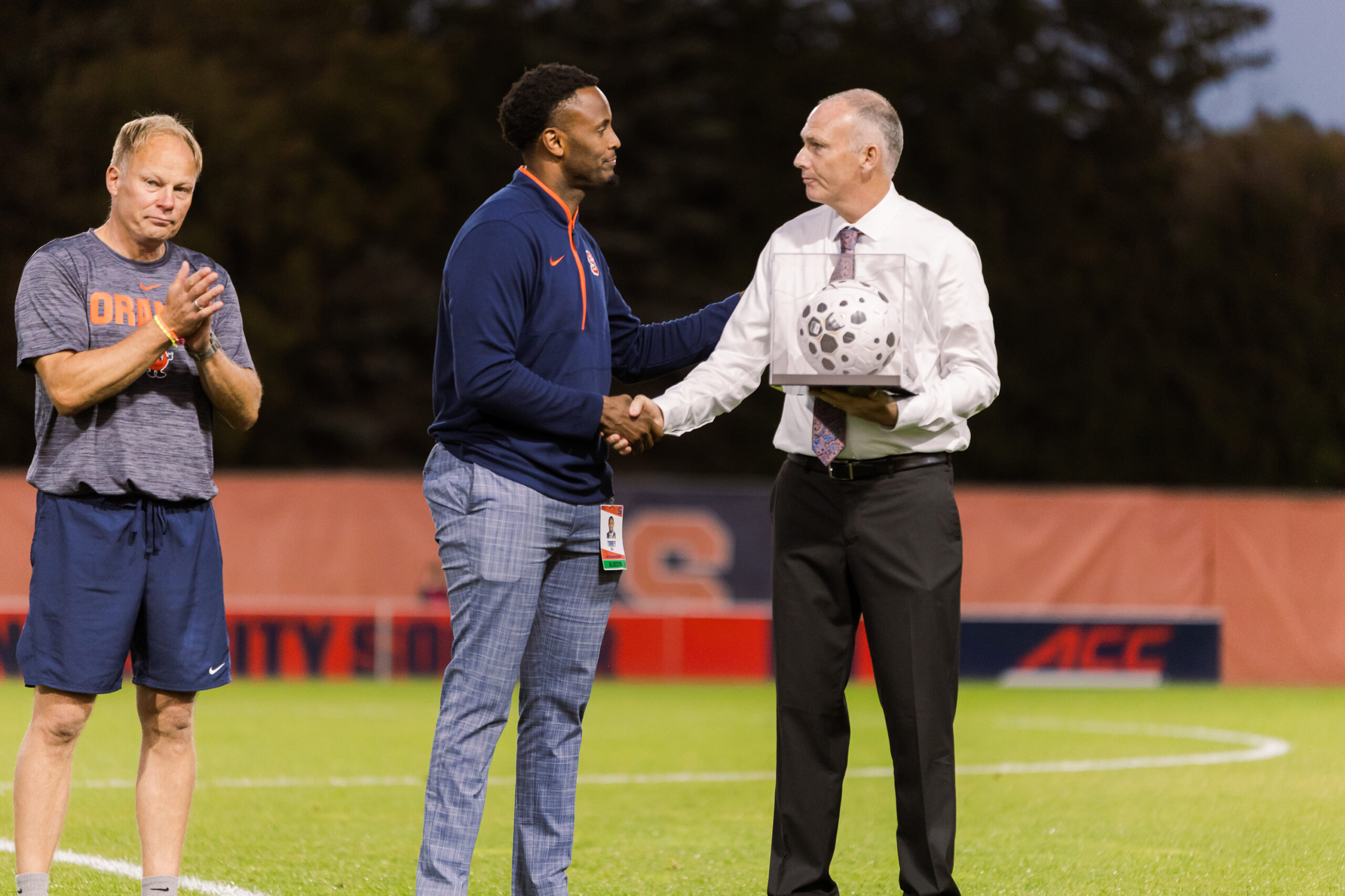 October: Syracuse men’s soccer honors head coach Ian McIntyre for becoming the winningest coach in program history. McIntyre, who led the Orange to its NCAA championship in 2022, earned the achievement with his 142nd win.