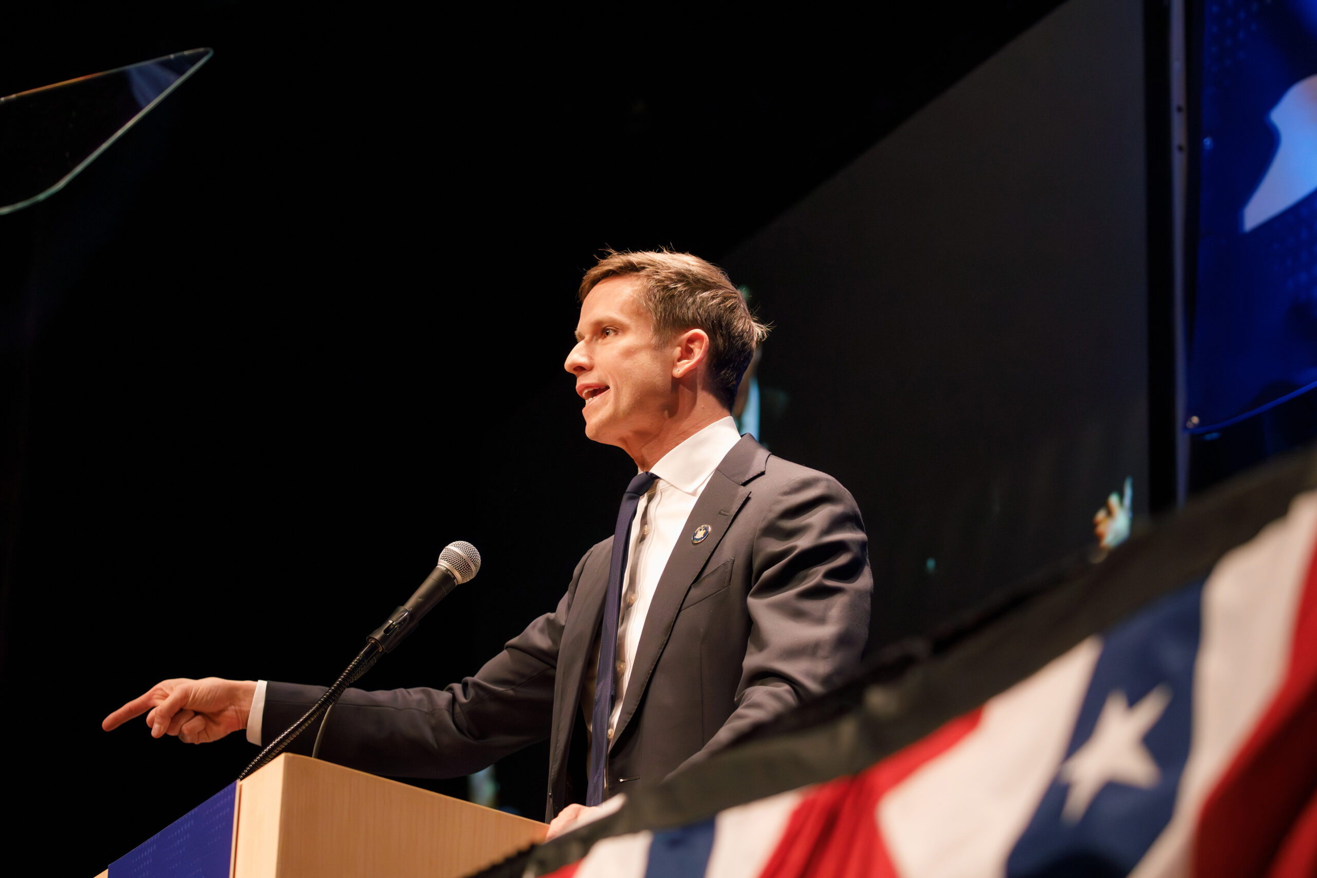 New York State Sen. Erik Bottcher tells attendees he would’ve “never imagined” being on the convention stage, growing up gay in a small town in the Adirondack Mountains. Bottcher secured his seat during a Feb. 3 special election.