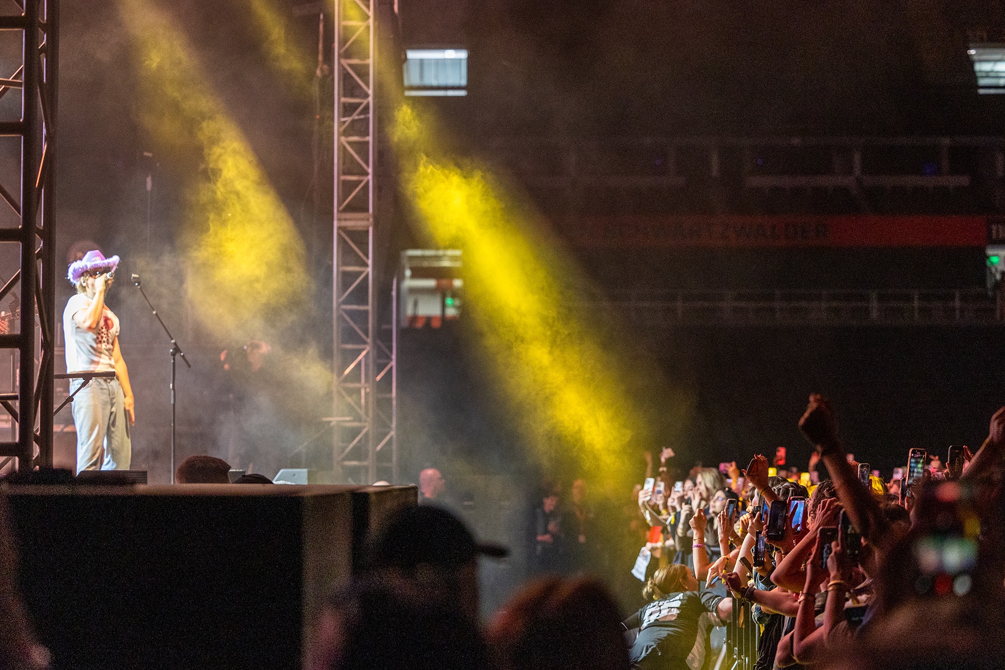 The crowd cheers as Ross Lynch seranades them in the JMA Wireless Dome. Ross even played “On My Own” from his role Brady in Disney Channel’s “Teen Beach 2.”