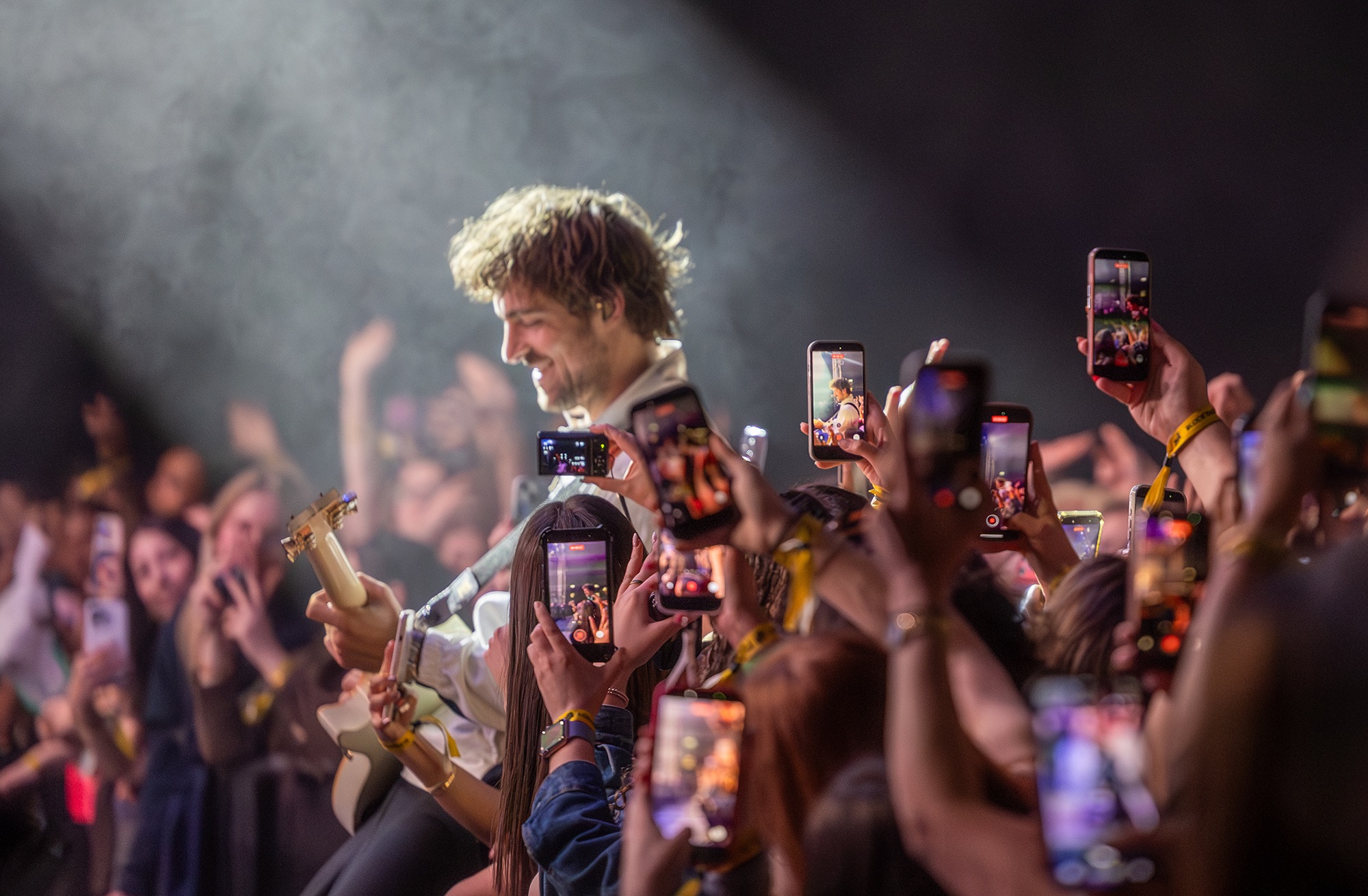 Fans of The Driver Era record Rocky Lynch as he leans into the crowd during “Same Old Story.” Rocky and Ross came together as a musical duo in 2018, forming The Driver Era.