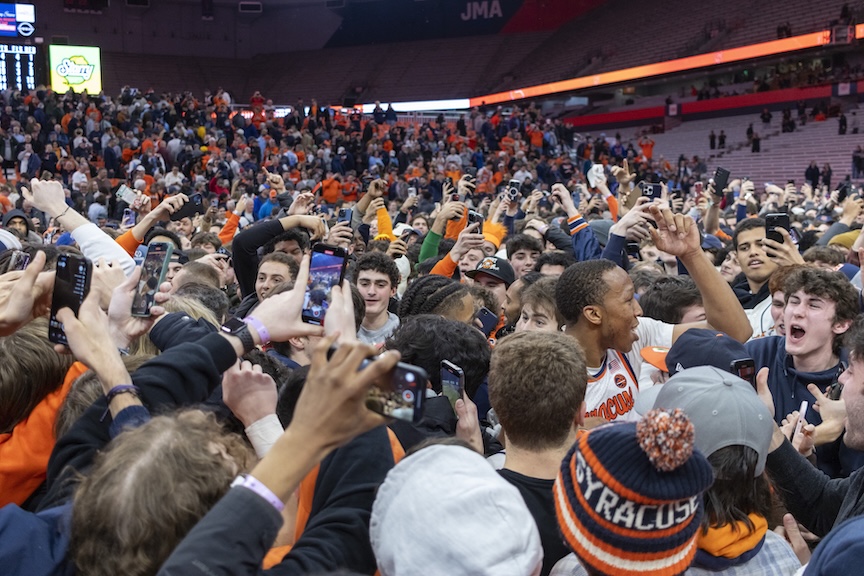 Syracuse Students on Court After UNC Win
